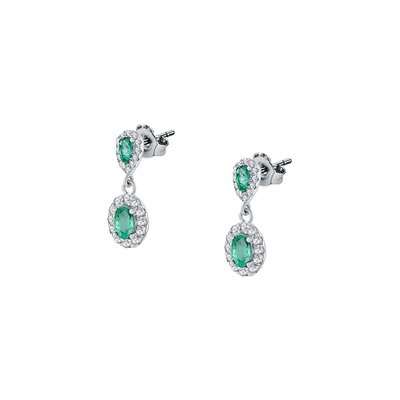 Boucles d'oreilles en argent 925 et oxyde de zirconium et verre CLEOR