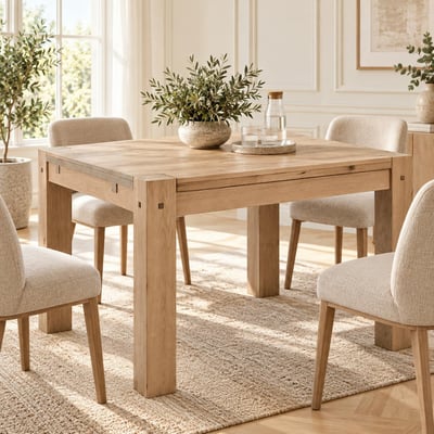 Table à manger carrée contemporaine en chêne massif 120cm FJORD PIER IMPORT