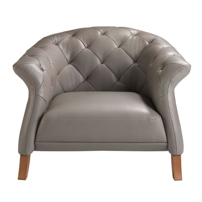 Fauteuil en cuir gris ANGEL CERDA