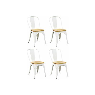 Chaise industrielle en métal et bois d'orme huilé (Lot de 4) AUBRY GASPARD