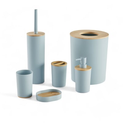 Set de 6 accessoires de salle de bain et WC avec bambou BATHROOM UTILITY