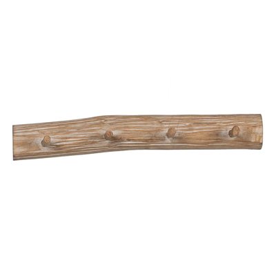 Portemanteau mural en bois naturel à 4 Accroches 50x8x7cm WADIGA