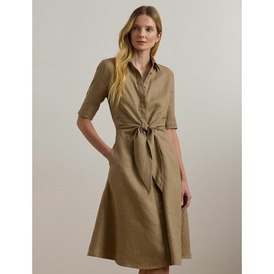 Robe chemisier évasée à manches courtes en lin LAUREN RALPH LAUREN