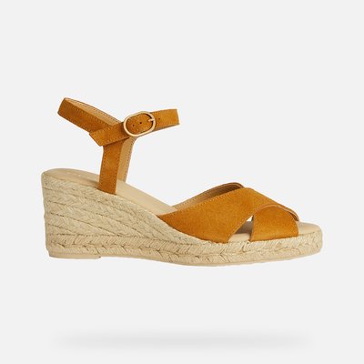 Sandale compensée moutarde new arrivals