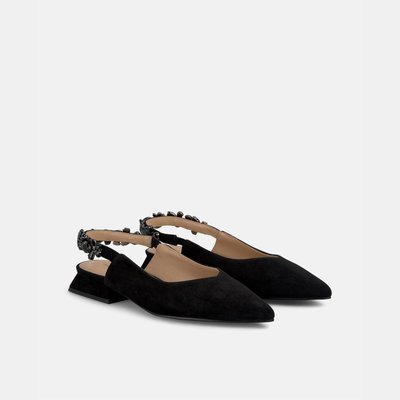 Chaussures plates en cuir à bout pointu à strass ALMA EN PENA