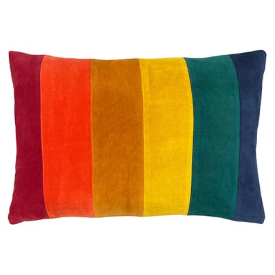 Rainbow Cotton Velvet Filled Cushion 30x50cm LITTLE FURN