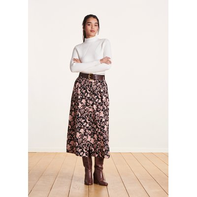 Jupe mi-longue boutonnée en voile imprimé LA FEE MARABOUTEE