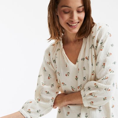 Camisa de dormir em gaze de algodão LA REDOUTE COLLECTIONS