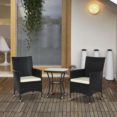 Ensemble salon de jardin 2 places résine 4 fils noir OUTSUNNY