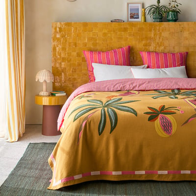Tropicali Embroidered Slub Cotton Bedspread LA REDOUTE INTERIEURS