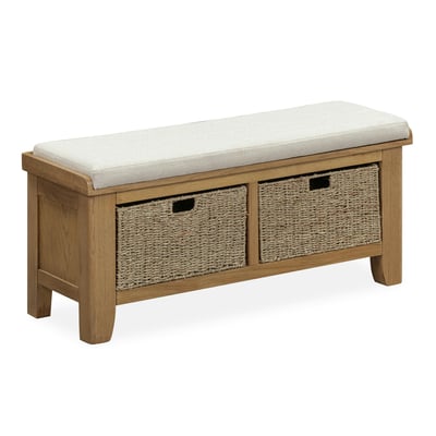 Banc d'entrée en chêne avec 2 paniers de rangement VALMONT PIER IMPORT