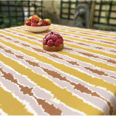 Nappe enduite carrée ou rectangle IKAT FLEUR DE SOLEIL