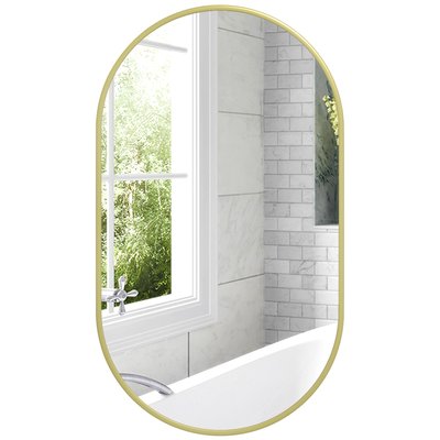 Miroir mural ovale dim. 40L x 70H cm cadre alu. HOMCOM