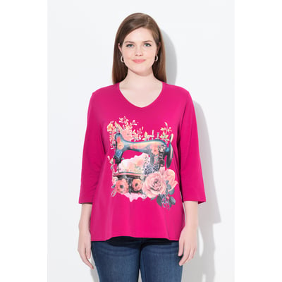 T-shirt décolleté en V et manches 3/4 ULLA POPKEN