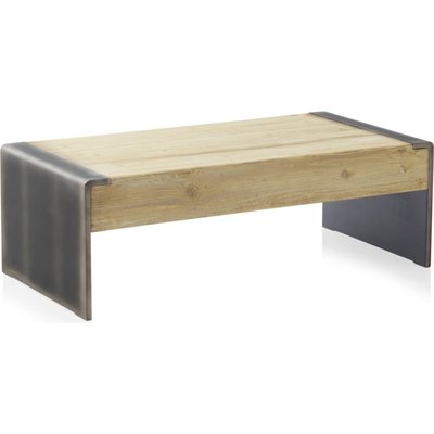 Table basse rectangulaire bois d'épicéa et finitions métal chic RECOLLECTION