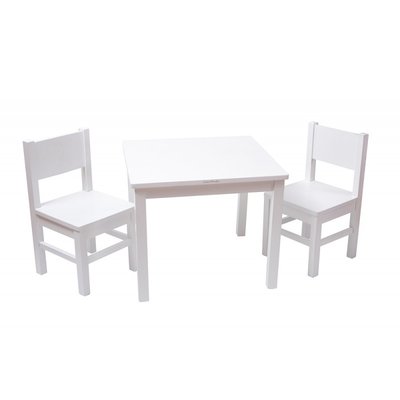 Ensemble Table et Chaises Enfant  en bois  Blanc  4-7 ans PIOUPIOU ET MERVEILLES