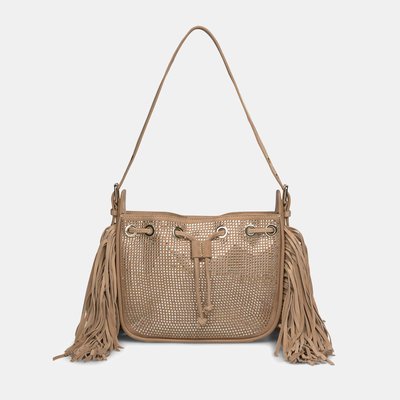 Sac à épaule en cuir avec strass et franges ALMA EN PENA