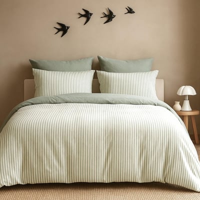 Parure + taies 65x65 coton lavé LUNAR FEBRONIE