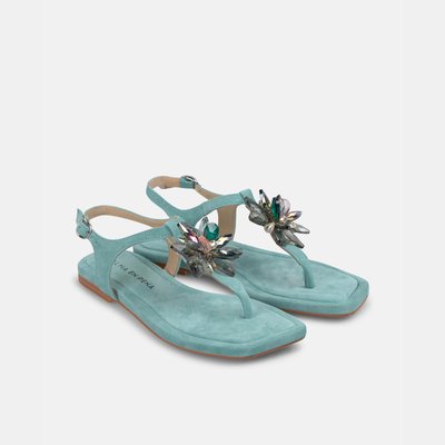 Sandales plates avec fixation sur le doigt et ornement de fleur effet cristal ALMA EN PENA