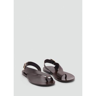 Sandales cuir lanière croisée MANGO