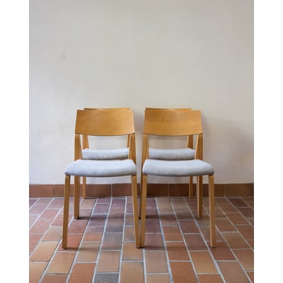 Lot de 4 chaises chêne clair Alma N°1793 - Bon état DEBONGOUT