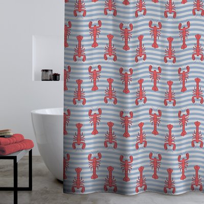 Lobster Shower Curtain Panel Red CATHERINE LANSFIELD