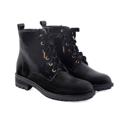 Bottines plates à lacet cuir vernis JULES & JENN