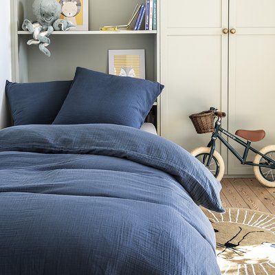 Housse de couette unie en gaze de coton lavée, TENDRESSE ESSIX