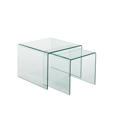 Tables basses carrées gigognes en verre L65 (set de 2) - GALLE HELLIN, DEPUIS 1862