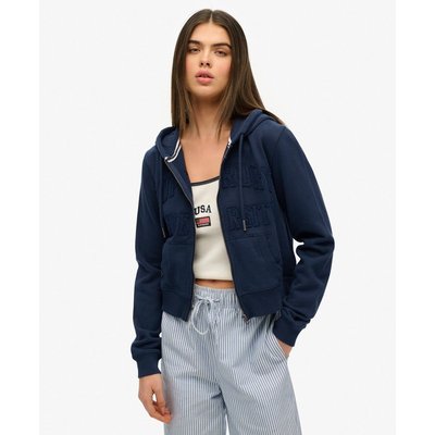 Sweat à capuche court zippé ton sur ton Athletic Essentials SUPERDRY