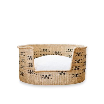 Panier en herbe naturelle motifs géo, BORA BAGANE