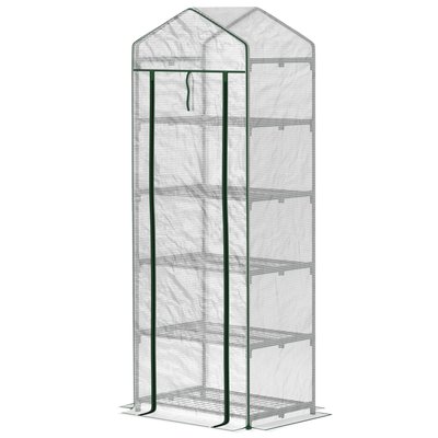 Serre de jardin balcon 5 étagères porte zippée acier PE OUTSUNNY