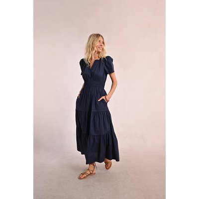 Vestido comprido de mangas curtas e folhos MOLLY BRACKEN