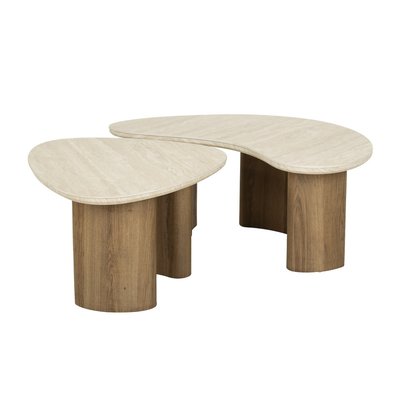 Set de 2 tables basses en bois et céramique - LYS MATHI DESIGN
