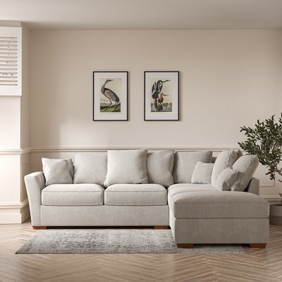 Florence Scatterback Soft Brushed Right Facing Corner Sofa & Footstool with Da SO'HOME