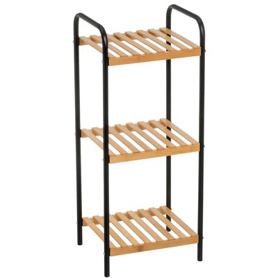 Étagère salle de bain bambou et métal noir 30x26x75cm WADIGA