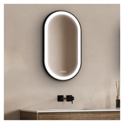 Miroir LED ovale 90x50cm avec carde alu noir MOB IN