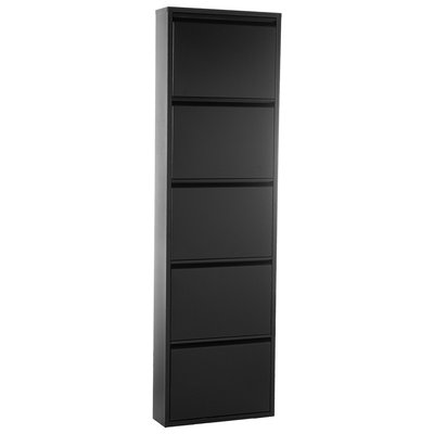 Meuble à chaussures en métal noir 5 niveaux 50x15x170cm WADIGA