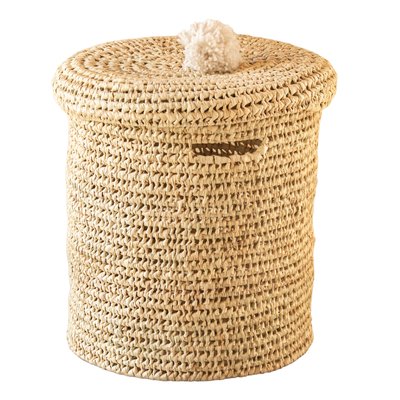 Panière a linge ajourée couvercle pompon HOME MAISON