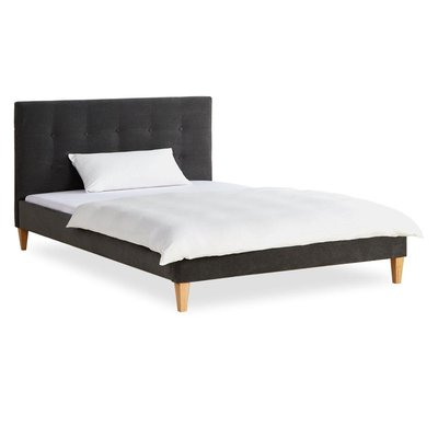 Lit double tete de lit velours 140x200 gris HOMESTYLE4U