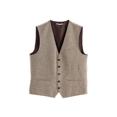 Gilet de costume ajusté à chevrons en laine NEXT