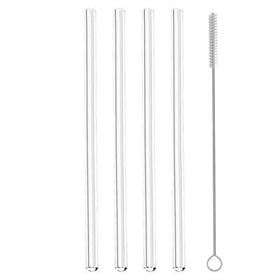 Set de 4 pailles en verre avec goupillon METALTEX
