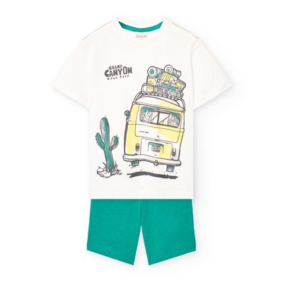 Ensemble t-shirt avec dessin frontal et pantalon court uni BOBOLI