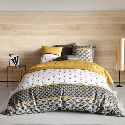 Parure de lit en 100% coton à motifs avec housse de couette + taie d’oreiller EDEN