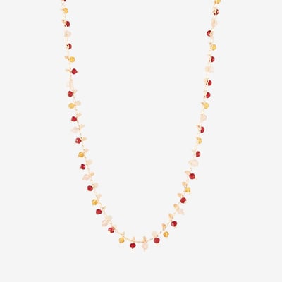 Collier perles à facettes rouges et orange BALABOOSTE