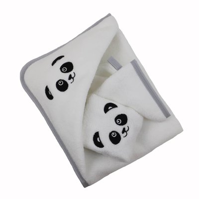 Coffret 3 pièces coton brodé PANDA LINANDELLE