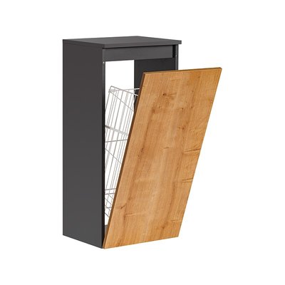 Meuble bas salle de bain avec panier à linge intégré Monako Grey OAK STELLAMEUBLES