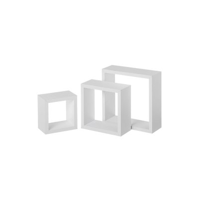 Set de 3 Étagères Murales en Bois MDF Blanc - 25x25x9cm WADIGA