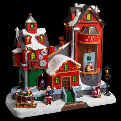 Village de Noël fabrique de cadeau animé musical 22 LED + transfo FEERIC LIGHTS & CHRISTMAS