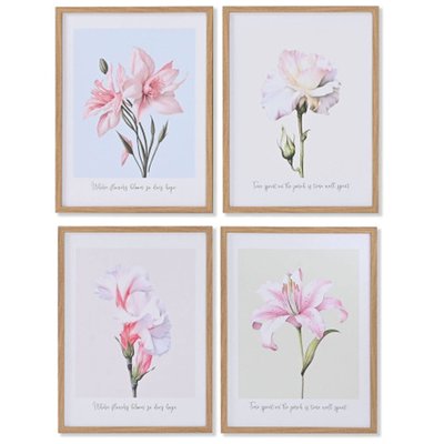 Set de 4 tableaux décoratifs fleurs 30x2x40cm WADIGA